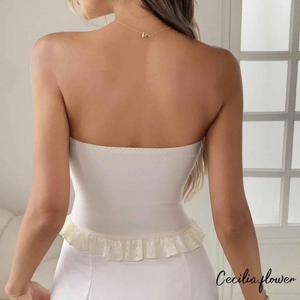 Áo Corset Nữ Style Ren Viền Màu Trơn, Form Slim Fit Phù Hợp Mọi Season