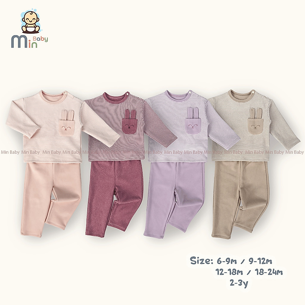 Bộ Thu Đông Nỉ Dài Tay Bé Gái Chất Liệu Nỉ Bông Dày Dặn,Mềm,Ấm Áp - Hàng Chính Hãng MIN0487