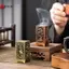 Đầu đốt hương đứng vuông Giá đỡ hương hợp kim nhỏ Hương liệu trong nhà Trang trí nội thất Trung Quốc Đầu đốt hương mận VN