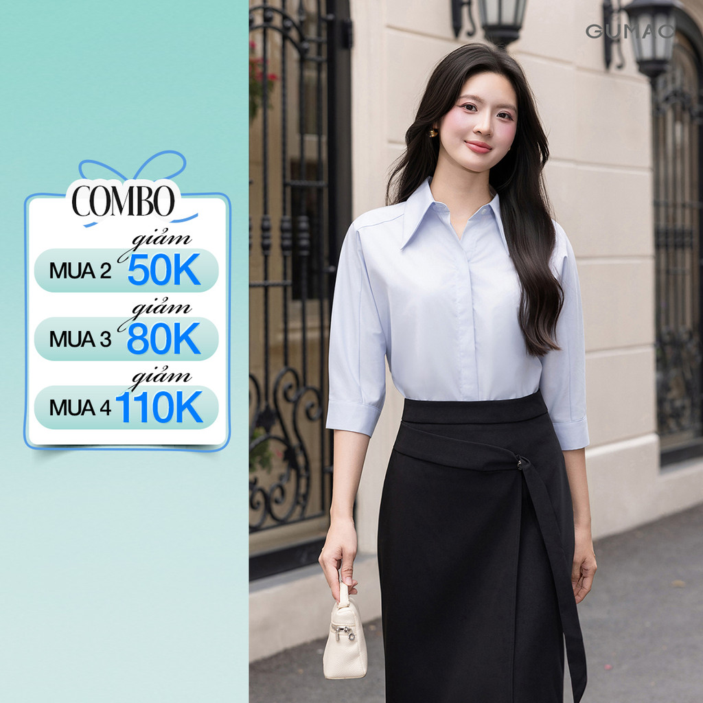 Áo Sơ Mi Nữ GUMAC Form Suông Chất Liệu Kate Sợi Tre Ít Nhăn Cao Cấp AG03007