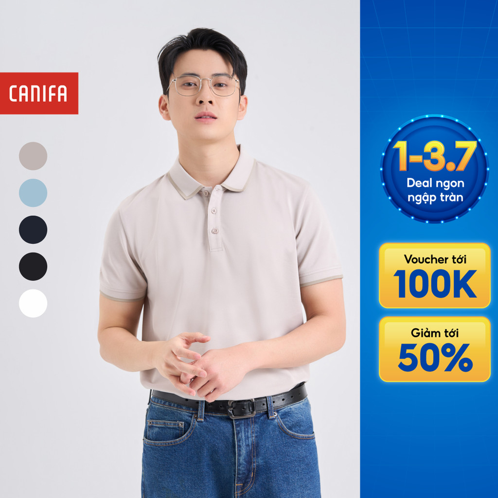 Áo polo nam CANIFA cổ bẻ cộc tay khác màu 8TP25A003