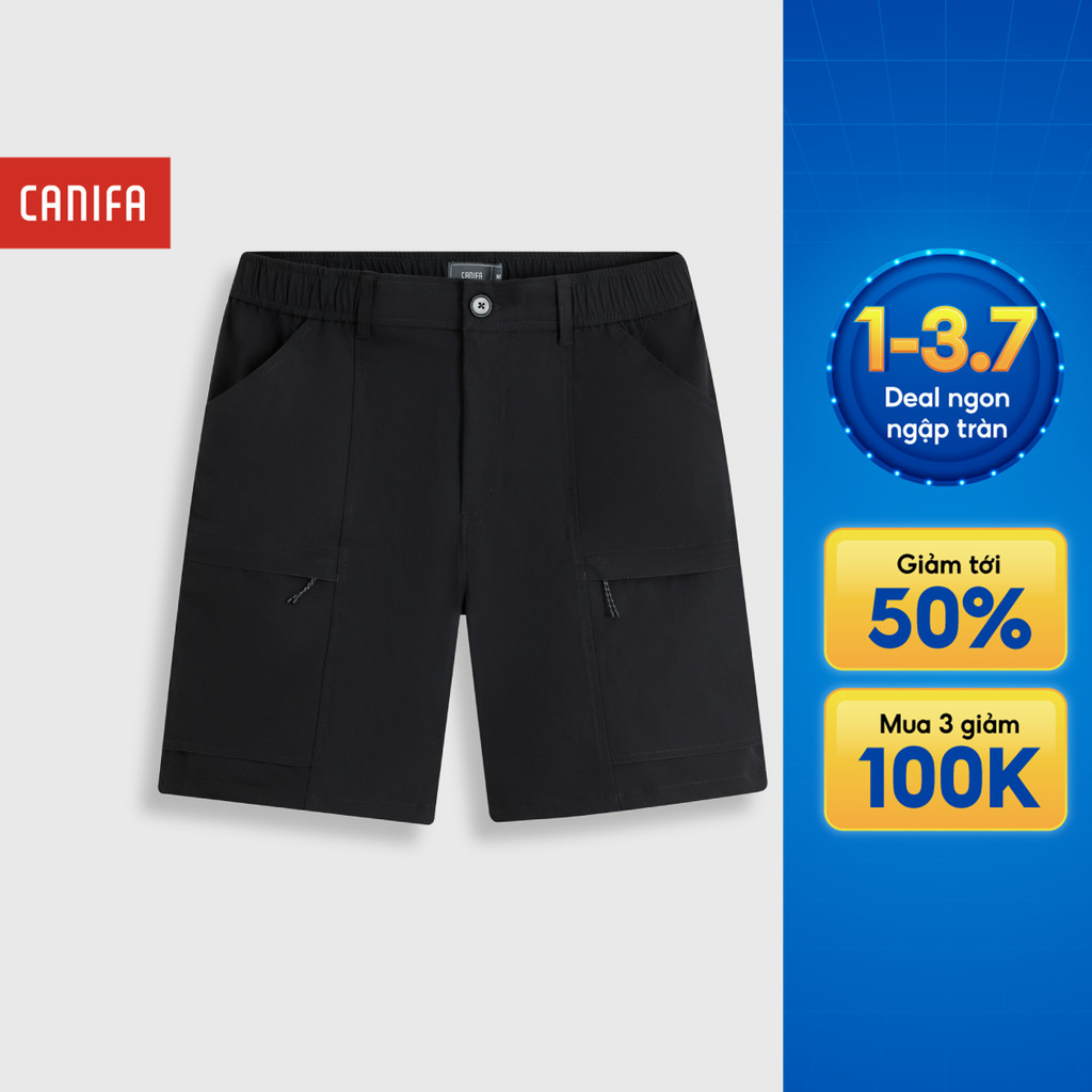 Quần short nam polyester CANIFA cạp chun ống suông có túi hộp 8BS26S025