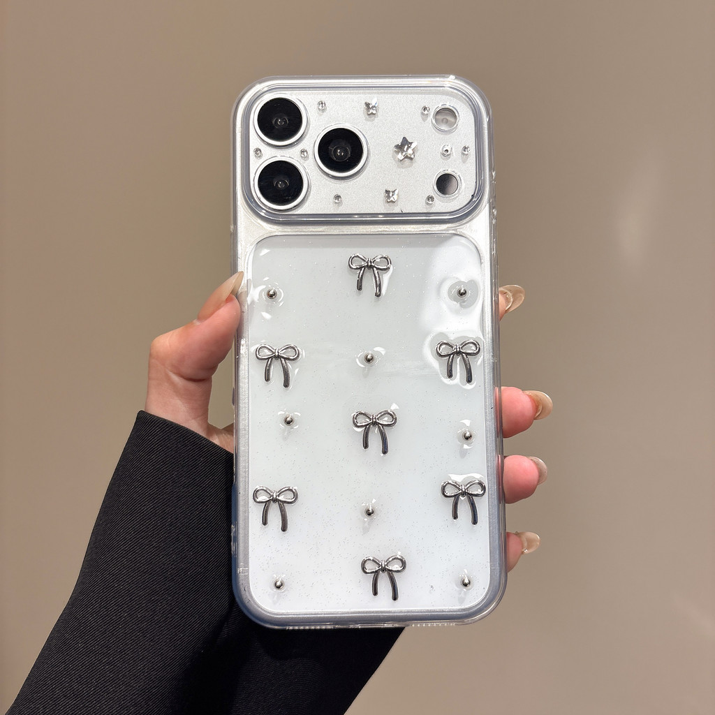 Ốp lưng iPhone buộc nơ lấp lánh phù hợp cho iPhone 17 Pro Max 17 16 ProMax 15 14 13 12 11 Ốp điện thoại chống rơi XELU