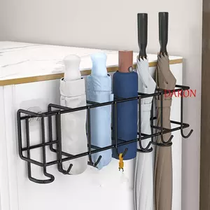 Giá đỡ lưu trữ chìa khóa DARON, Giá treo ô dù gắn tường màu đen/trắng, Giá đựng ô đa năng bằng kim loại 4/6 ngăn cho văn phòng