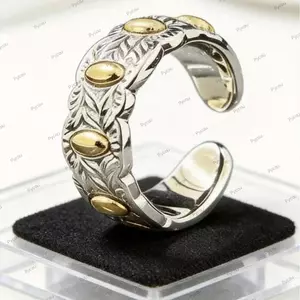 Nhẫn Bảy Hạt PYCOU, Nhẫn Mở Không Phai Màu Phong Cách, Nhẫn Cặp Đôi Cá Tính Tinh Tế Thời Trang Vintage Dành Cho Nam Nữ