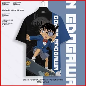 Thám Tử Lừng Danh Conan Jimmy Kudo Hoạt Hình Dễ Thương Cosplay Vải 3D Mùa Hè Áo Thun Anime Tay Ngắn Top Trẻ Em