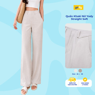 Quần Khaki Nữ Yody Straight Soft Cạp Chéo Ông Suông Nữ Cao Cấp, Co Giãn Nhẹ TRA WCCH26A005