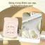 Gương gập trang điểm hai chú heo hồng nền chấm bi siêu dễ thương dùng hàng ngày