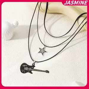 JASMINE Ngôi Sao Mặt Dây Chuyền Vintage Nelace Punk Ngôi Sao Choker Ro Cuộn Guitar Lớp Nelace Dành Cho Nữ Eboy Egirl Thanh Dự Tiệc Trang Sức JASMINE