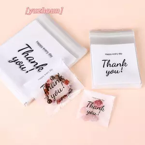 50 Chiếc Trong Suốt CẢM ƠN BẠN Túi Tự Dính Túi Nhựa Cho DIY Trang Sức Hiển Thị Bánh Quy Lưu Trữ Quà Tặng Túi