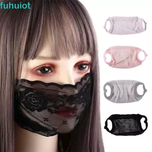 FUHUIOT Mặt nạ ren chống gió Thời trang mùa hè Màu trơn Bảo vệ tia cực tím Đi bộ đường dài ngoài trời Câu cá Tấm chắn mặt