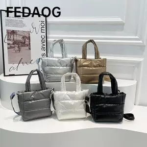 Túi đeo nách FEDAOG, Túi đeo vai có đệm Cotton dung tích lớn, Túi mua sắm nhẹ màu trơn thông thường dành cho nữ