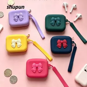 Túi đựng hoa SHUPUN, có dây buộc Ví đựng tiền xu bằng silicon, Nơ di động Dụng cụ trang điểm vuông chống nước
