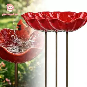Máy cấp nước ong PWSEND, Hộp đựng vòi nước uống Trạm tưới nước hoa kim loại, Giá đỡ tắm chim di động sáng tạo Đồ dùng cho chim