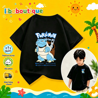 COD✅(HCM) Áo thun trẻ em cotton Blastoise pokemon rùa nước không phai màu thoáng mát mùa hè nhiều màu