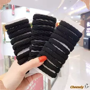 CHEESELY 10 Dây Cao Su, Phụ Kiện Tóc Dây Buộc Tóc, Màu Trơn Dày Co Giãn Scrunchie Đuôi Ngựa Giá Đỡ Bé Gái