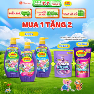 Sữa Tắm Em Bé Lưu Hương Thiên Nhiên 700g Carrie Junior TẶNG Túi Refill 380g và Túi Nước Giặt Xả MKL 240G