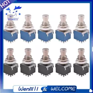 10 Chiếc 3PDT Hiệu Ứng Đàn Guitar Stomp Switch Guitar Foot Switch 9 Pin Chốt Nút Nhấn Công Tắc Bật Lên Với Đầu Cuối Hàn
