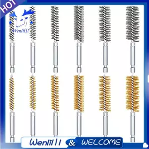 12 Chiếc Thép Lỗ Khoan Bàn Chải Dây Xoắn Bàn Chải Thép Không Gỉ Dây Lỗ Bàn Chải Làm Sạch Có Tay Cầm Lục Giác 1 / 4 Inch Cho Lỗ Ống