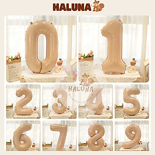 Bóng số tuổi màu be 32 inch 70cm trang trí sinh nhật