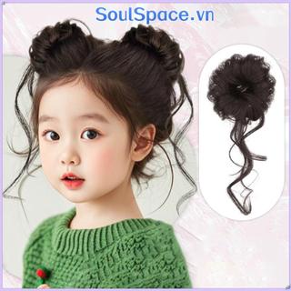 SOULSPACE Mũ nón tóc giả giả cho bé gái, băng đô chống trượt, vòng tóc hoa Bud, chụp ảnh, tạo kiểu