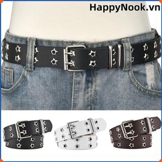 Thắt lưng da Happynook thiết kế Goth với đinh tán ngôi sao, phù hợp phong cách Hip-Hop và Punk Rock