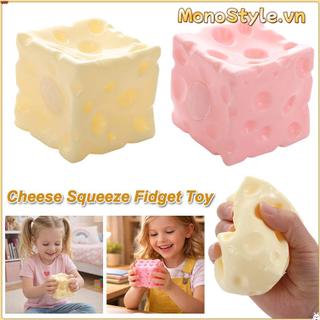 MONOSTYLE Jumbo Cheese Cube Stress Ball, Đồ chơi bóp phô mai chống căng thẳng chống căng thẳng, kết cấu mực có thể định hình ASMR Đồ chơi căng thẳng giác quan cho trẻ em Người lớn