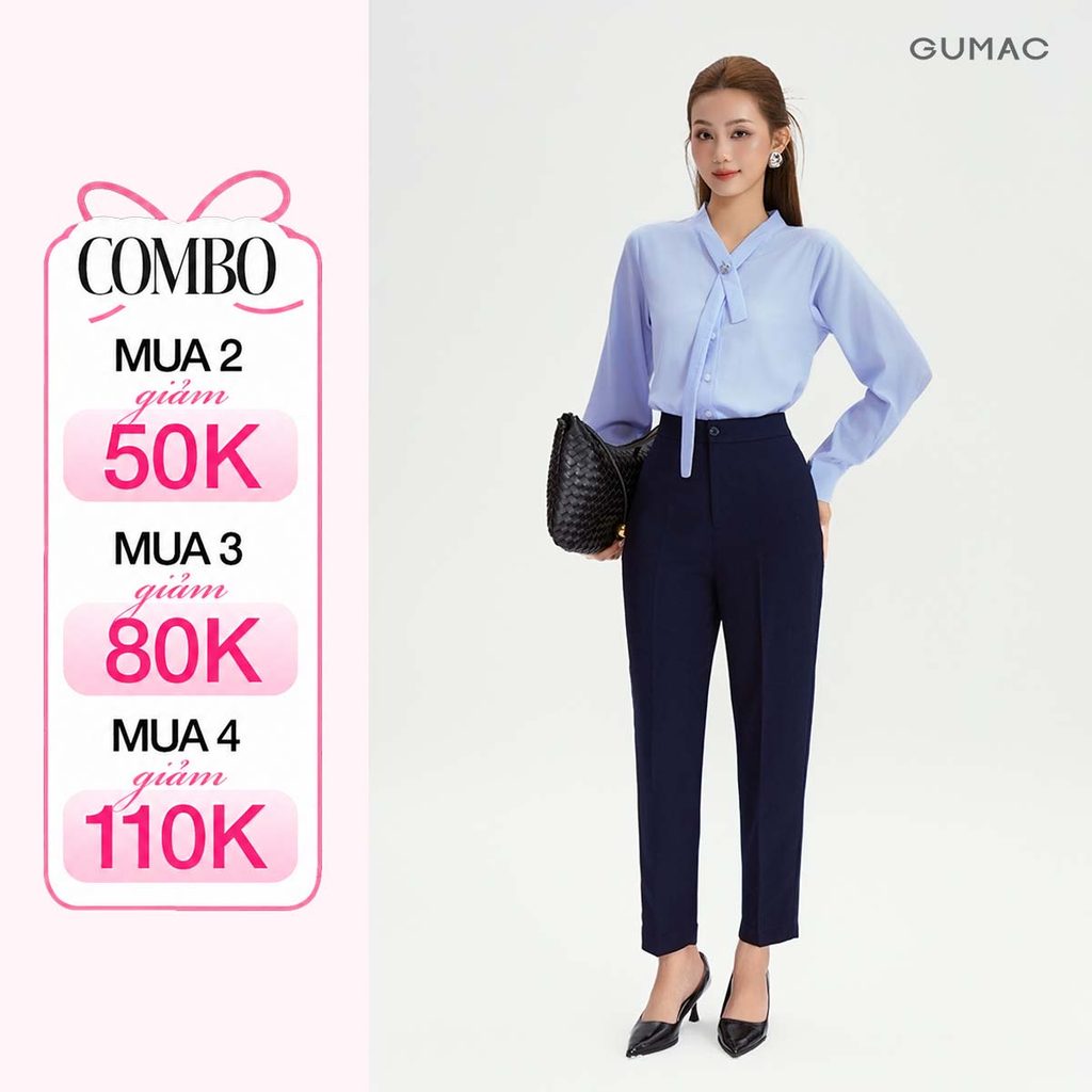 Quần Tây Baggy Nữ GUMAC Dáng Ống Đứng Cơ Bản Chất Tuyết Mưa Đứng Form Tôn Dáng Thanh Lịch LQF0110