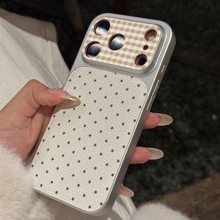 Thời Trang Da Sang Trọng Cho IPhone 17 11 16 15 14 13 12 Pro Max Windows Trường Hợp Điện Thoại Polka Dot Cổ Điển