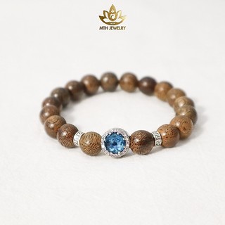 Vòng Tay Trầm Hương Tốc Việt Tròn Đơn Mix Charm Bạc S925 Đá Radiant Theo Mệnh - Mộc Trầm Hương MTH