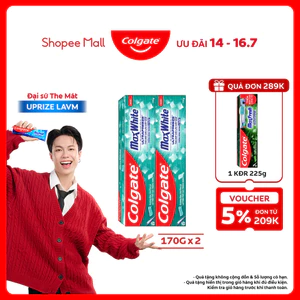 Bộ 2 Kem đánh răng Colgate MaxWhite tinh thể the mát, làm trắng răng trong 2 tuần