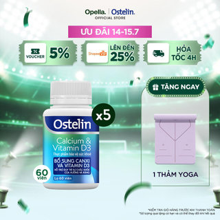 Bộ 5 Ostelin Viên Uống Hỗ Trợ Bổ Sung Calcium & Vitamin D3 Duy Trì Chắc Khỏe Xương và Răng 60 viên