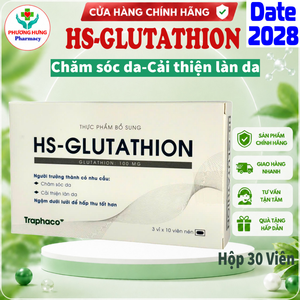 viên ngậm glutathion Trắng Da HS-Glutathion của Traphaco Giúp Chăm Sóc Da,Sáng Da Và Đều Màu Da - Hộp 30 Viên Friendly Bacteria Probiotic Liquid Fade Stretch Marks with Options:60 Capsules
