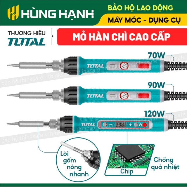 Mỏ Hàn Chì TOTAL 60W - 100W, Điều Chỉnh Nhiệt Độ, Đầu mỏ hàn thẳng, nhọn mỏ hàn thiếc hàn linh kiện điện tử, dây điện