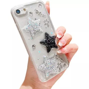 Tương thích với Ốp lưng iPhone 7, Ốp lưng iPhone 8, Ốp lưng iPhone SE 2020 / SE 2022 dành cho nữ Bé gái, Ốp hình ngôi sao 3D lấp lánh dễ thương Ngọc trai pha lê Bling Clear Case Sparkle Sparkly Slim S