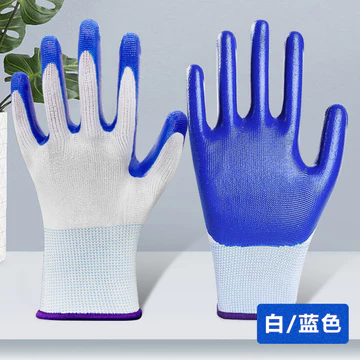 518 Găng tay cao su Nitrile trắng xanh Lớp phủ bán keo Găng tay bảo hộ lao động Găng tay cao su Nitrile chống mài mòn 2026.7.19z0804a7
