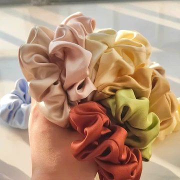 Scrunchies lụa cột tóc màu pastel trơn cao cấp Alara- Dây buộc tóc scrunchie set dễ thương sang trọng
