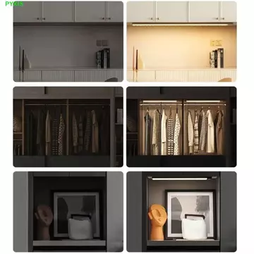 Đèn cảm biến chuyển động PYXIS, Đèn tủ quần áo siêu mỏng LED cảm biến chuyển động Đèn tủ, Đèn cảm biến ban đêm có thể sạc lại 3 màu Đèn tủ không dây có thể điều chỉnh Tủ bếp