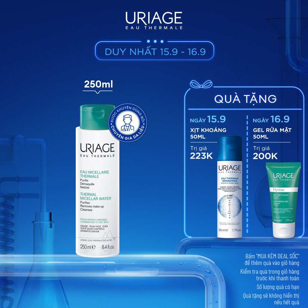 Tẩy trang dưỡng khoáng cho da dầu, mụn URIAGE EAU MICELLAIRE THERMALE PMG 250ml