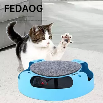 Đồ chơi mèo tương tác FEDAOG, xoay với miếng đệm cào Bắt chuột Đồ chơi mèo chuyển động, Đồ chơi cào mèo di động cho mèo con
