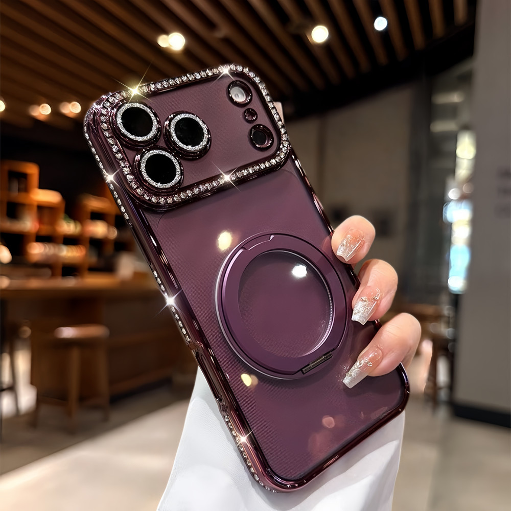 Ốp điện thoại khung từ tính rỗng kim cương Flash cho iPhone 18 Pro Max 17 16 12 13 14 15 pro max Bao gồm tất cả bảo vệ ống kính máy ảnh vỏ mềm Vỏ bảo vệ vỏ điện thoại