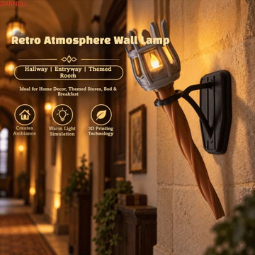 DARNELL Giả Đèn Pin Treo Tường, Đèn Pin Kép In 3D Thời Trung Cổ Đèn Pin Đèn Tường, Đèn Pin Trang Trí Bàn Cổ Điển Phong Cách Lâu Đài Halloween Ngọn Lửa Đèn Pin Nhà Trong Nhà