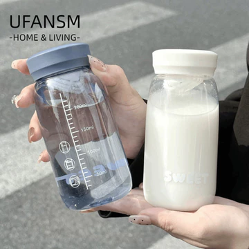 Bình Nước Mini UFASM, Có Cân Với Cốc Lọc Trà Nước, Chai Nước Uống Di Động Trong Suốt 300ml Ngoài Trời
