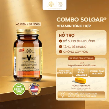 Viên Uống Solgar Formula VM-75 - Vitamin Tổng Hợp Và Khoáng Chất, Đạt Giải Thưởng Vitamin 60v
