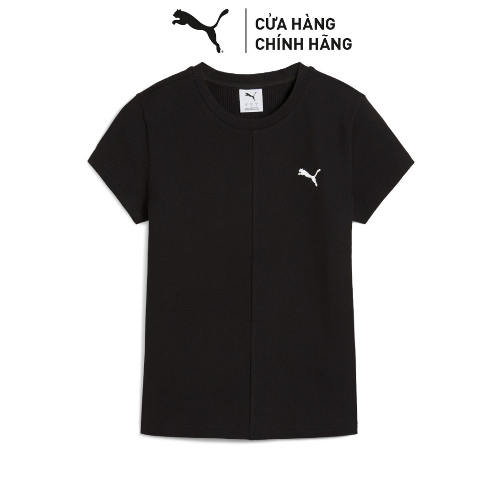 Áo Thun Thời Trang PUMA Nữ WARDROBE ESS Ribbed Slim Tee Black Màu Đen