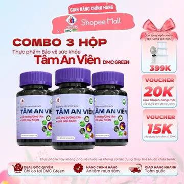 TPBVSK Combo 3 Hộp Viên Uống Tâm An Viên Domesco Hỗ Trợ Dưỡng Tâm Ngủ Ngon 60 viên/hộp