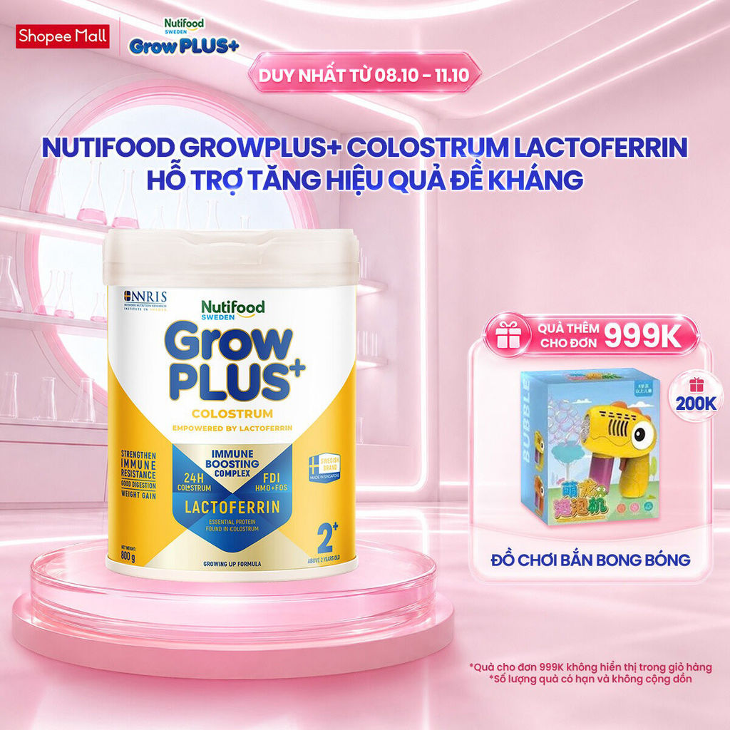Sữa bột Nutifood Sweden GrowPLUS+ Colostrum Lactoferrin 2+ 800g