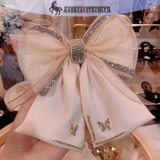 Onetimingfine Vải Kim Cương Giả Pha Lê Kẹp Tóc Lưới Nơ Lò Xo Kẹp Nữ Phong Cách Hàn Quốc Thời Trang Phụ Kiện Tóc VN