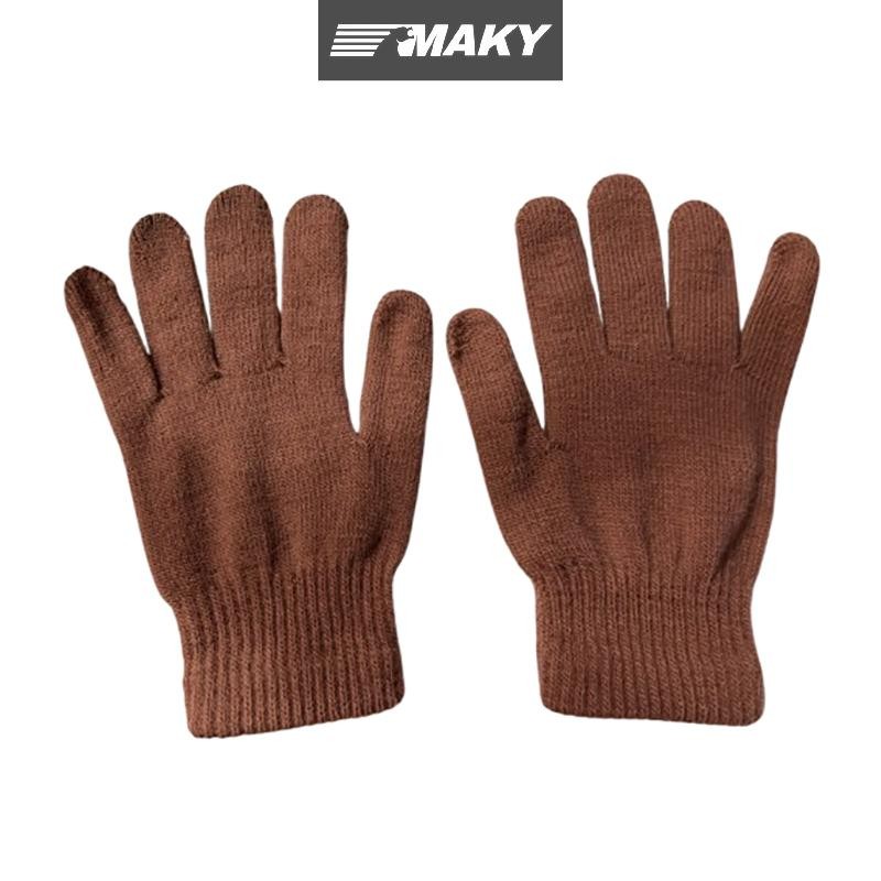 Găng tay giữ ấm mùa thu đông dày, full ngón, unisex, cặp đôi, đi xe đạp, dệt kim sang trọng