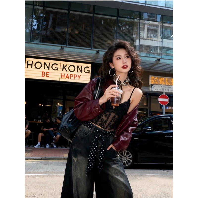 Mùa Thu Đông Retro Da Báo In Khăn Cổ Màu Cà Phê Chấm Bi Khăn Dài